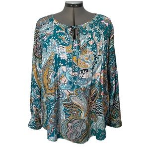 Boho peasant floral paisley tunic Susan Betro 1x